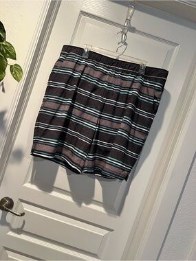Speedo Black & Gray Striped Mini Skirt with Teal Accents